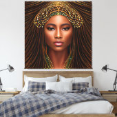 Regal African Beauty: Zwarte Geschiedenis vieren Canvas Afdruk (Insitu (Slaapkamer))