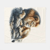 Regal African Lion Resting on a Rock - Waterverf Fleece Deken (Voorkant (Horizontaal))