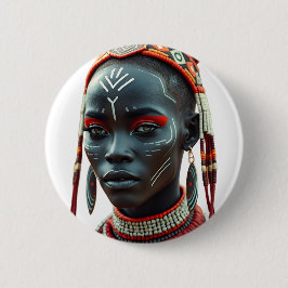 Regal African Tribal Beauty Label | afrocentrisch Ronde Button 5,7 Cm
