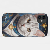 Regal Amerikaanse Korthaar Kat Gekleed in Blauw Case-Mate iPhone Case (Achterkant (horizontaal))