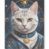 Regal Amerikaanse Korthaar Kat Gekleed in Blauw Sticker (Voorkant)