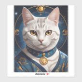 Regal Amerikaanse Korthaar Kat Gekleed in Blauw Sticker (Vel)