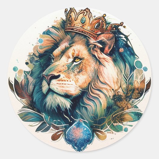 Regal and Royal Waterverf Style Lion Sticker (Voorkant)