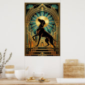 Regal Art Deco Hound Dog Gold Silhouette Poster (Keuken)