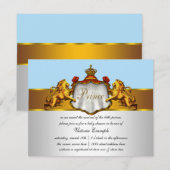 Regal Baby Blue Prince Baby shower Kaart (Voorkant / Achterkant)