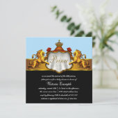 Regal Baby Blue Prince Baby shower Kaart (Staand voorkant)