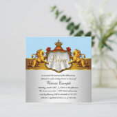 Regal Baby Blue Prince Baby Shower Uitnodigingen (Staand voorkant)