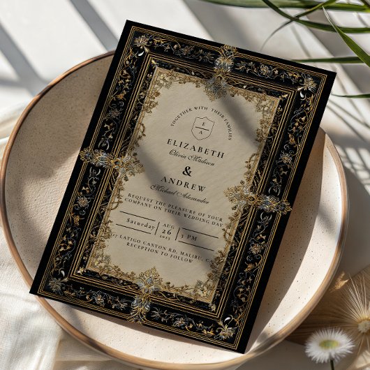 Regal Baroque Celestial Wedding Kaart