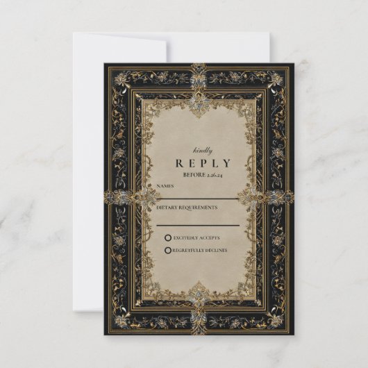 Regal Baroque Celestial Wedding RSVP Kaartje (Voorkant)