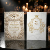 Regal Baroque Gold Filigree Crest Formal Wedding Kaart