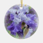 Regal Bearded Iris - Paars & wit Keramisch Ornament (Voorkant)