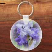 Regal Bearded Iris - Paars & wit Sleutelhanger (Voorkant)