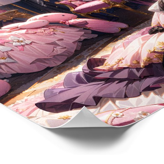 Regal Beauty in Roos Kamer meisje in weelderige ju Poster (Hoek)