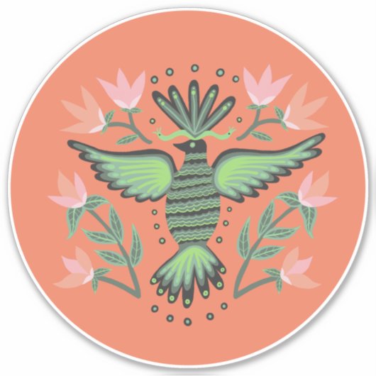 Regal Bird and Flowers CUSTOM Sticker (Voorkant)