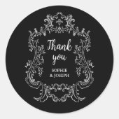 Regal Black |  barok Lijst bruiloft Ronde Sticker (Voorkant)