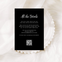 Regal Black | Bruiloft Gast Details QR Code Informatiekaartje