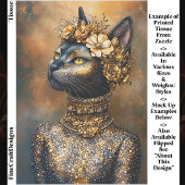 Regal Black Cat in Gold Portrait EB3L Decoupage Tissuepapier