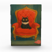 Regal Black Cat on Red Throne Fotoblokken (Voorkant)