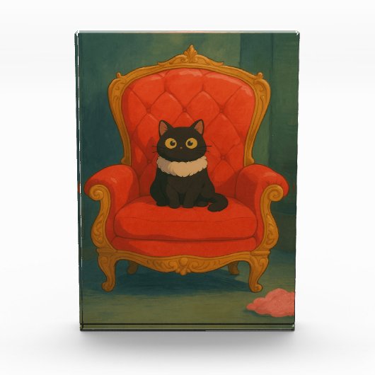 Regal Black Cat on Red Throne Fotoblokken (Voorkant)