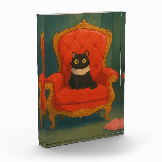 Regal Black Cat on Red Throne Fotoblokken (Links)