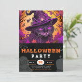 Regal Black Cat Witches Pet Zwart Halloween Kaart (Staand voorkant)