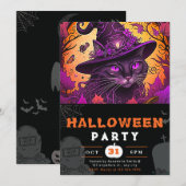 Regal Black Cat Witches Pet Zwart Halloween Kaart (Voorkant / Achterkant)