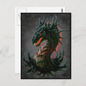 Regal Black Dragon Head - Volledige kleur Briefkaart (Voorkant / Achterkant)