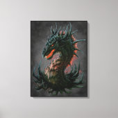 Regal Black Dragon Head - Volledige kleur Canvas Afdruk (Voorkant)