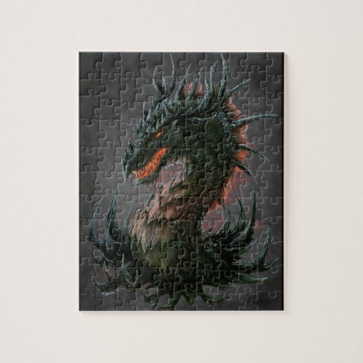 Regal Black Dragon Head - Volledige kleur Legpuzzel (Verticaal)
