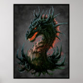 Regal Black Dragon Head - Volledige kleur Poster (Voorkant)