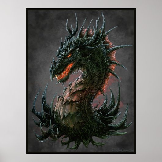Regal Black Dragon Head - Volledige kleur Poster (Voorkant)