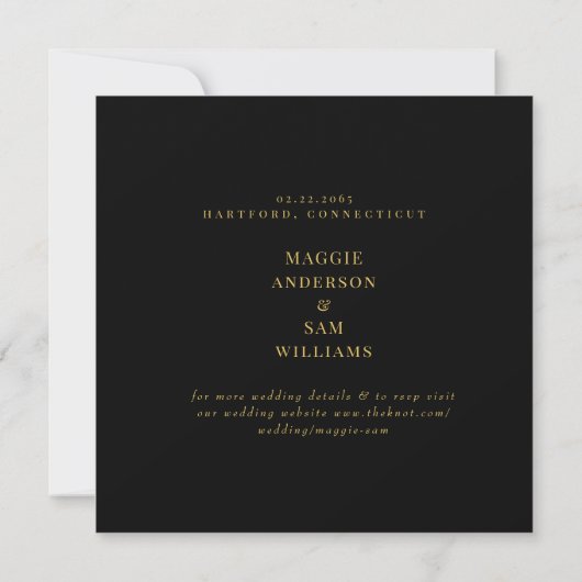 Regal Black & Gold Damask Wedding Bewaar de datum Save The Date (Achterkant)