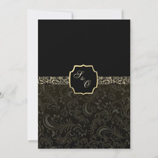 Regal Black Gold Damask Wedding Program Kaart (Achterkant)