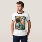 Regal Black Queen Art Nouveau T-shirt (Voorkant volledig)