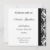 Regal Black & White Damask Scroll Invitation Kaart (Achterkant)