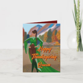Regal Black Woman in de herfst | Thanksgiving Kaar Kaart