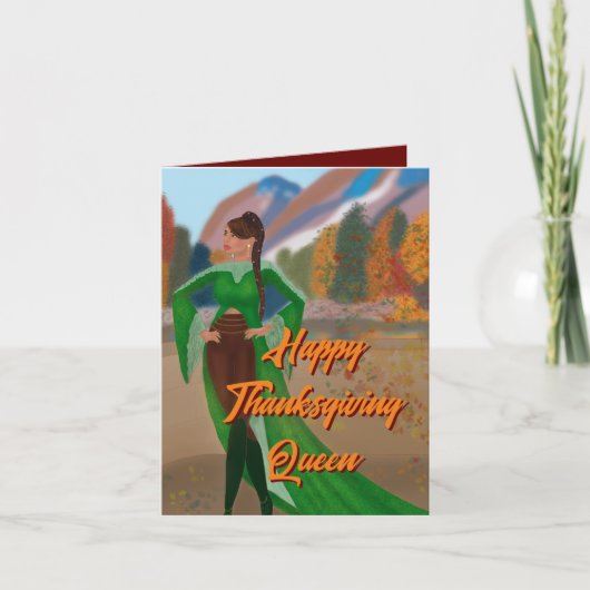 Regal Black Woman in de herfst | Thanksgiving Kaar Kaart (Voorkant)