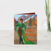 Regal Black Woman in de herfst | Verjaardag Kaart (Voorkant)