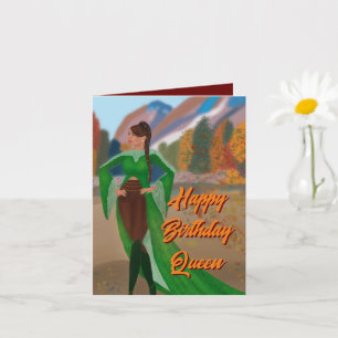 Regal Black Woman in de herfst   Verjaardag Kaart