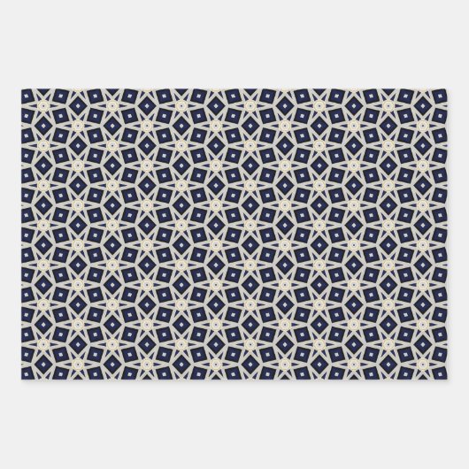 Regal blauw en Goud Luxe Wrapping Papier Set Inpakpapier Vel (Voorkant 3)