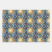 Regal blauw en goud vakantie inpakpapier combo (Voorkant)