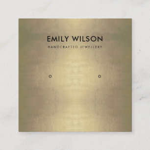 REGAL BLEEK GOLD FOIL STUD EARRING DISPLAY LOGO VIERKANTE VISITEKAARTJE