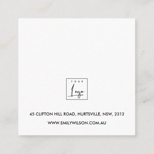 REGAL BLEEK GOLD SILVER STUD EARRING DISPLAY LOGO VIERKANTE VISITEKAARTJE (Achterkant)