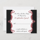 Regal bloeit zwart en rood damast RSVP (Achterkant)