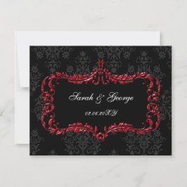 Regal bloeit zwart en rood damast RSVP Kaartje