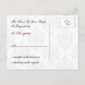 Regal bloeit zwart en rood damast RSVP Uitnodiging Briefkaart (Achterkant)