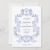 Regal Blue |  barok Lijst bruiloft Kaart (Voorkant)