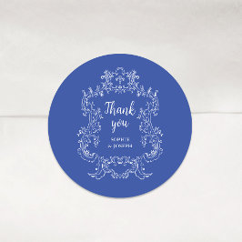 Regal Blue |  barok Lijst bruiloft Ronde Sticker