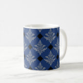 Regal Blue Black & Silver Damask Style Coffee Mok (Voorkant rechts)