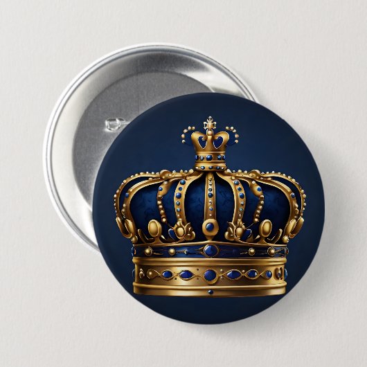 Regal Blue Crown-serie Ronde Button 7,6 Cm (Voorkant /achterkant)